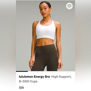 lululemon Energy Bra High Support, 34D. NWOT.